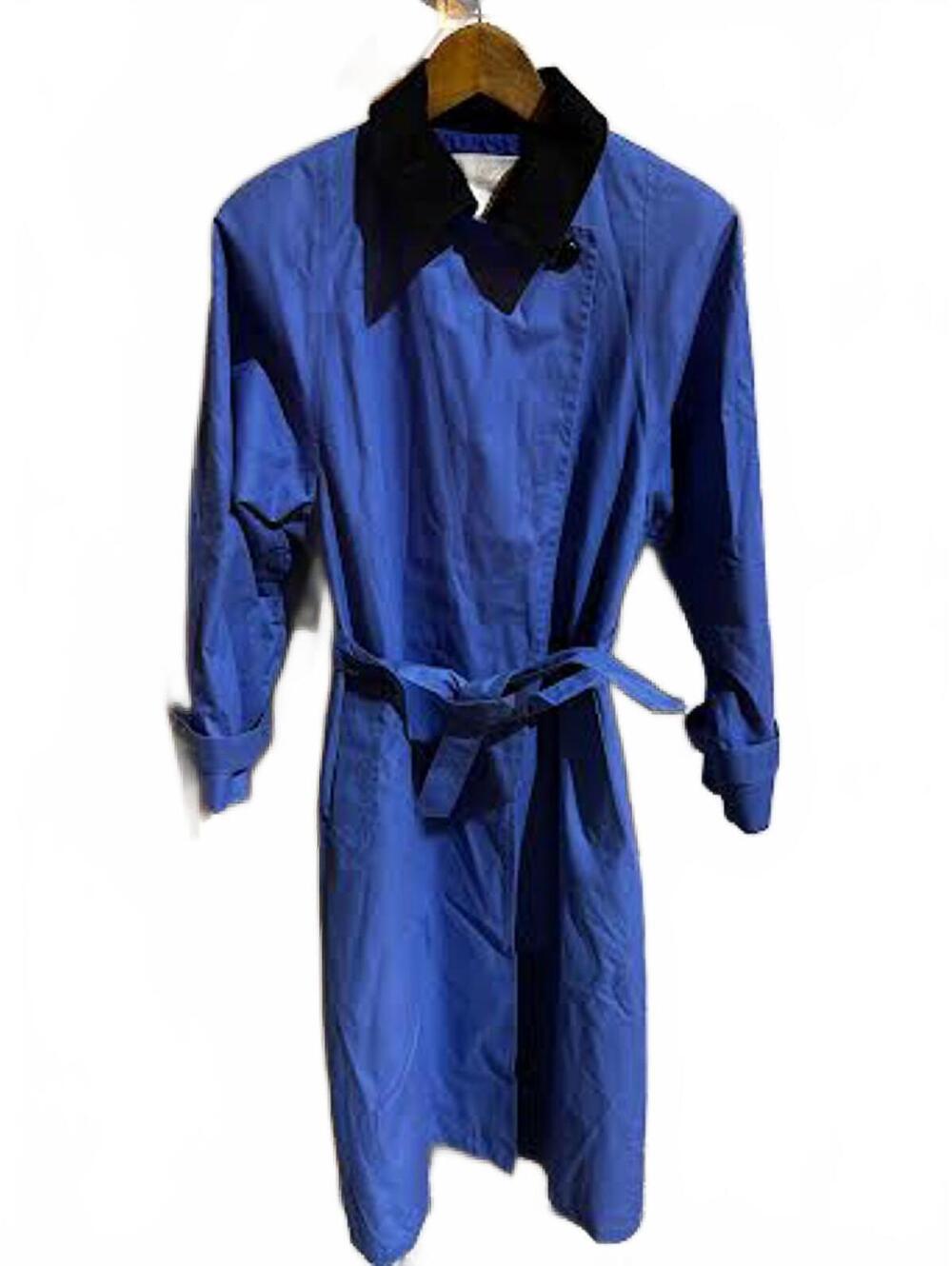 Vintage 1970s London Fog Blue Belted Raincoat Womens 8